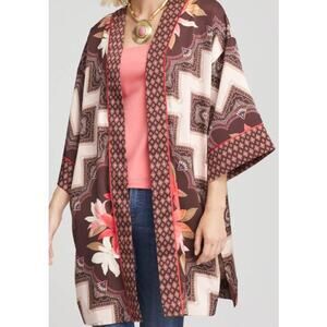 Chico's Long Mixed Print Kimono sz L/XL